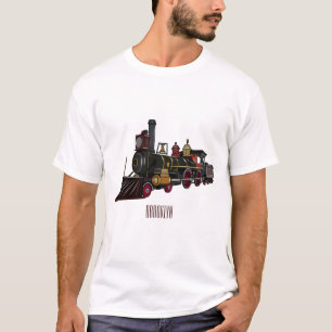 Camiseta Ilustracion personalizado de locomotora de vapor
