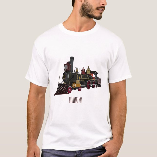 Camiseta Ilustracion personalizado de locomotora de vapor (Anverso)