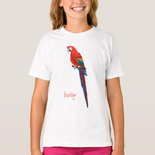 Camiseta Ilustracion personalizado de loro de macao escarla