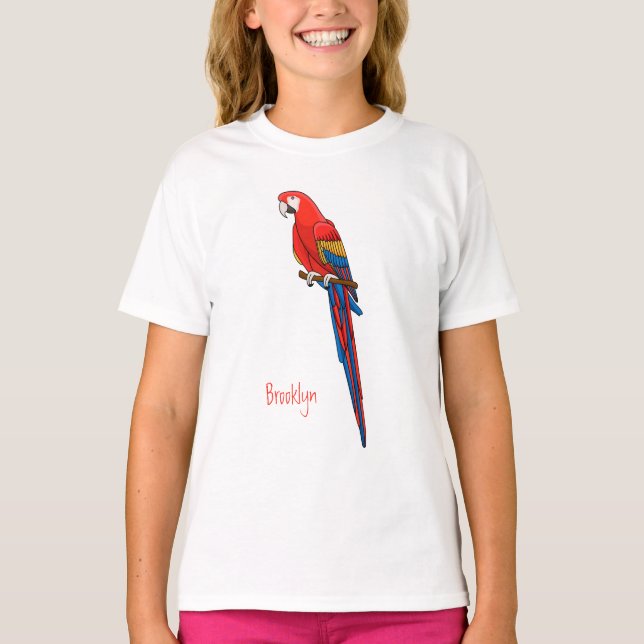 Camiseta Ilustracion personalizado de loro de macao escarla (Anverso)