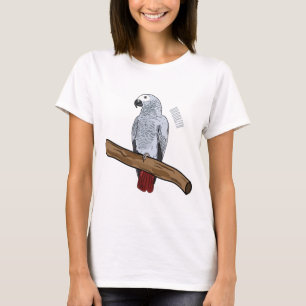 Camiseta Ilustracion personalizado de loro gris africano