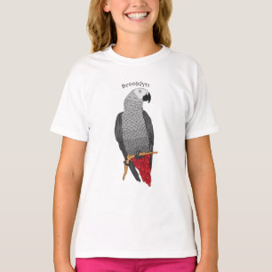 Camiseta Ilustracion personalizado de loro gris africano