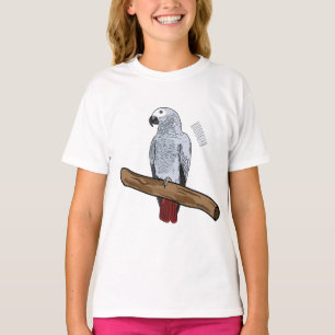 Camiseta Ilustracion personalizado de loro gris africano