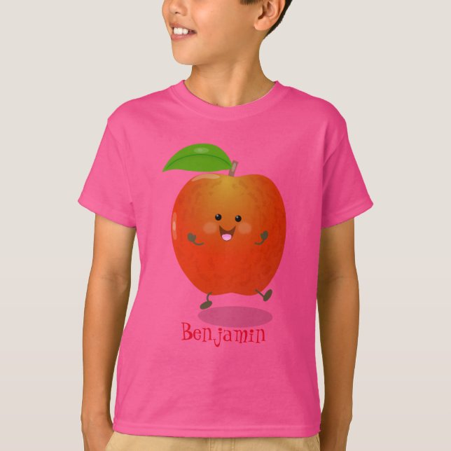 Camiseta Ilustracion personalizado de manzana bailando a la (Anverso)