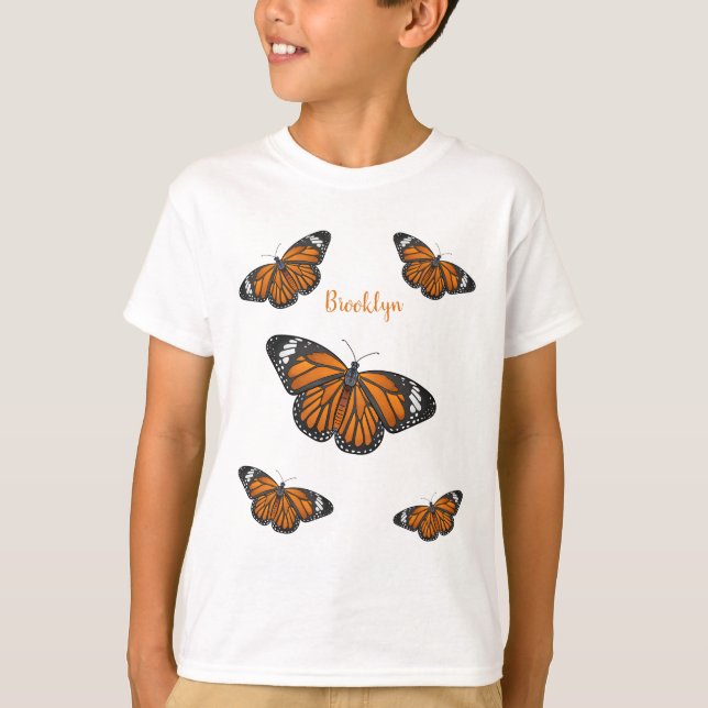 Camiseta Ilustracion personalizado de mariposa monarca (Anverso)