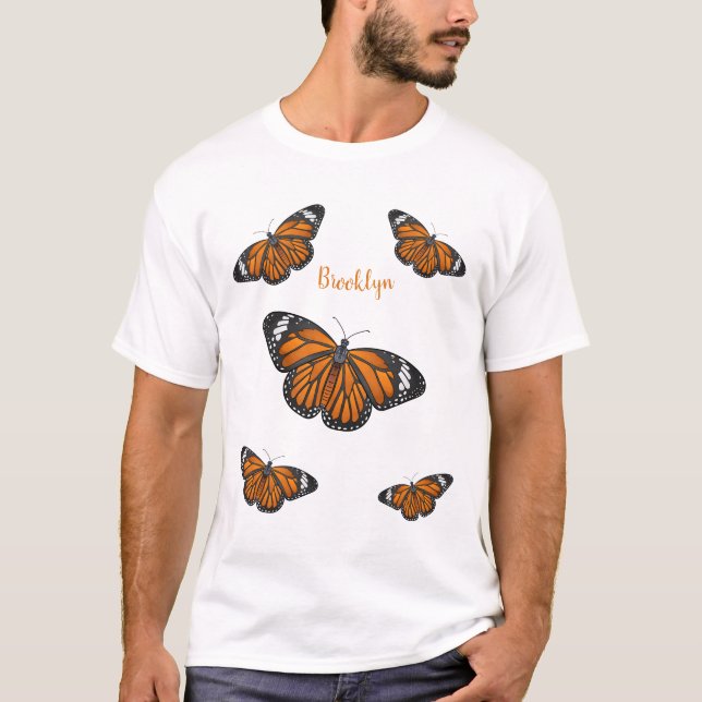 Camiseta Ilustracion personalizado de mariposa monarca (Anverso)