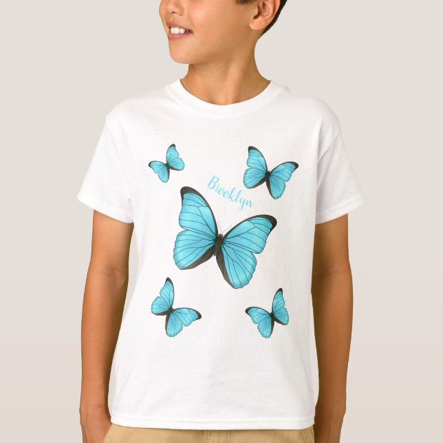 Camiseta Ilustracion personalizado de mariposas morfo (Anverso)