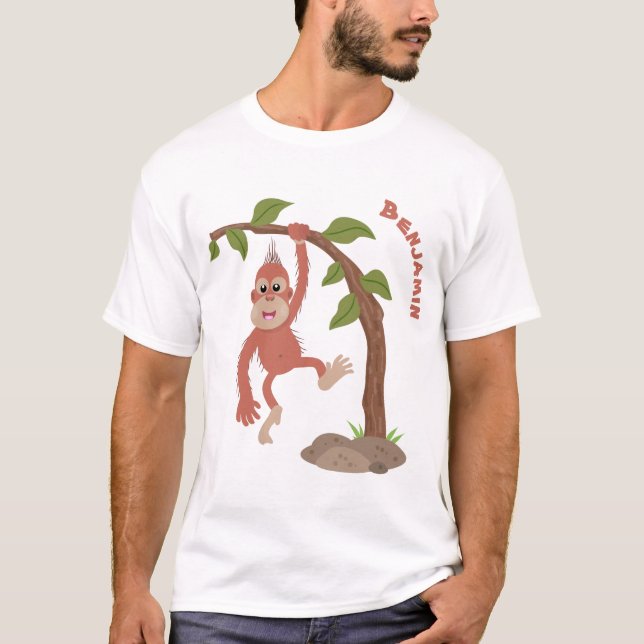 Camiseta Ilustracion personalizado de orangután bebé feliz (Anverso)