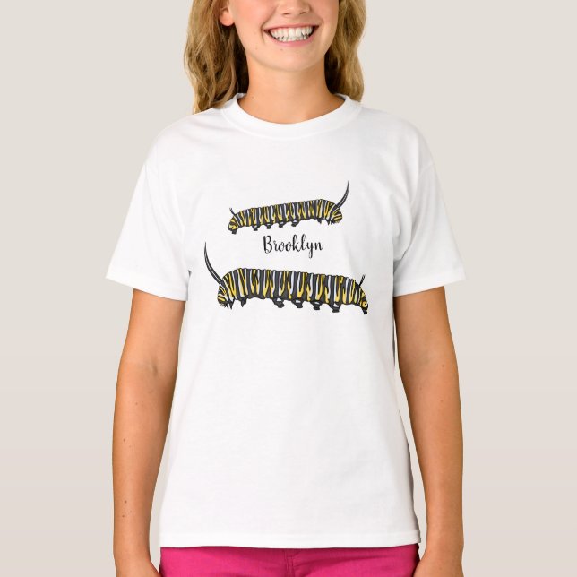 Camiseta Ilustracion personalizado de oruga monarca (Anverso)