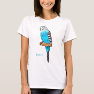 Camiseta Ilustracion personalizado de pájaro budgerigar azu