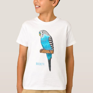 Camiseta Ilustracion personalizado de pájaro budgerigar azu
