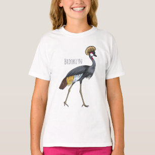 Camiseta Ilustracion personalizado de pájaro grullo coronad