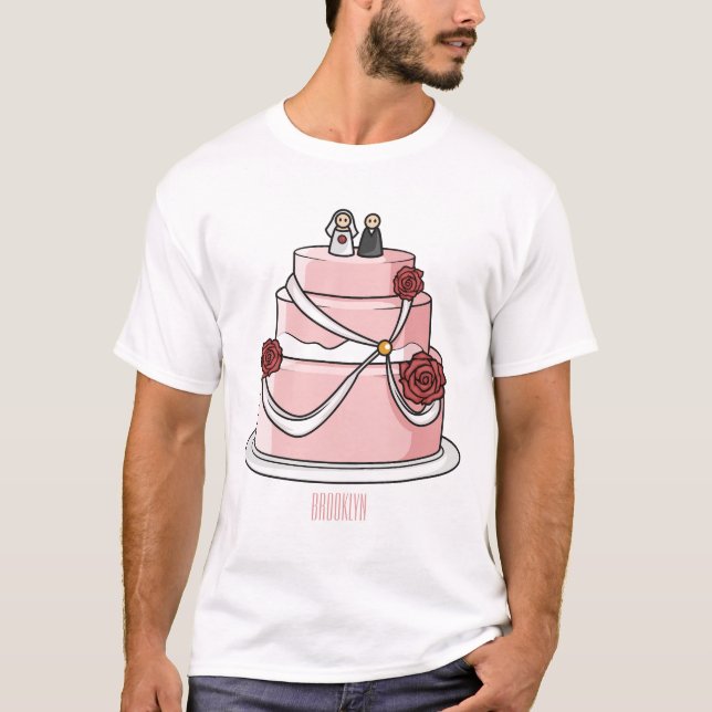 Camiseta ilustracion personalizado de pastel boda (Anverso)