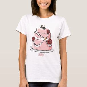 Camiseta ilustracion personalizado de pastel boda