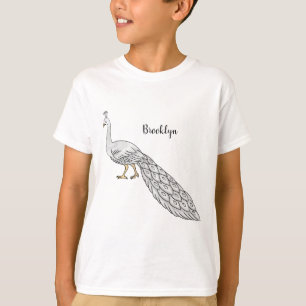 Camiseta Ilustracion personalizado de pavo real blanco