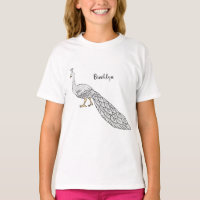 Ilustracion personalizado de pavo real blanco