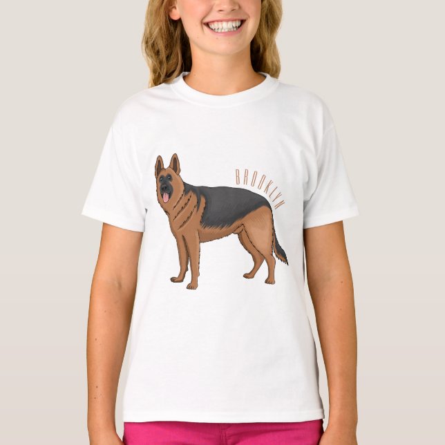 Camiseta Ilustracion personalizado de perro pastor alemán (Anverso)