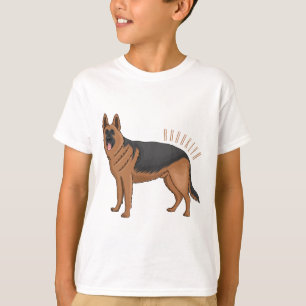 Camiseta Ilustracion personalizado de perro pastor alemán