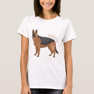 Camiseta Ilustracion personalizado de perro pastor alemán
