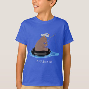 Camiseta Ilustracion personalizado de pesca de cachorro de 