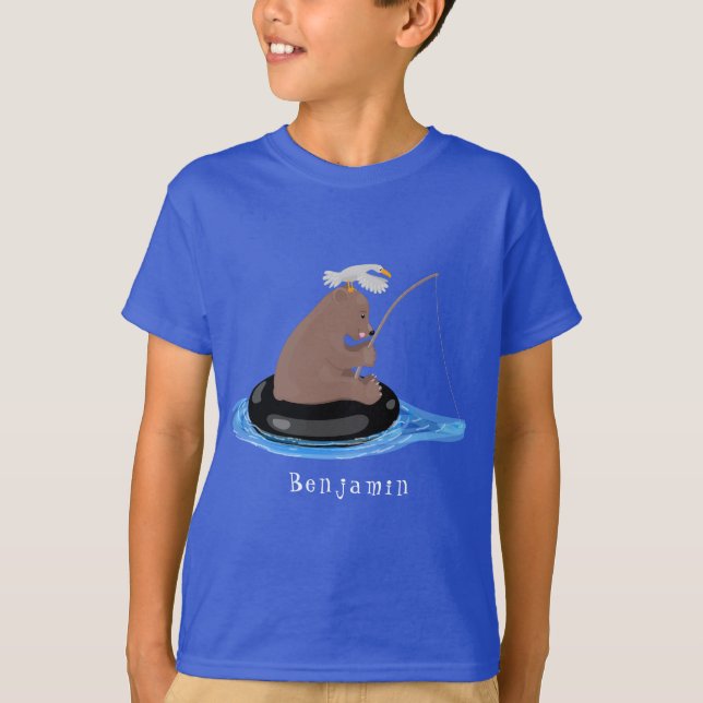 Camiseta Ilustracion personalizado de pesca de cachorro de  (Anverso)