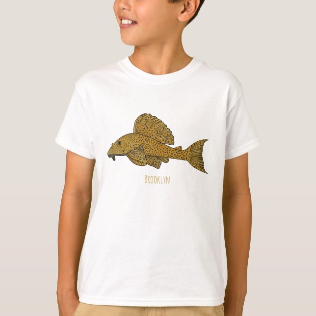 Camiseta Ilustracion personalizado de pescado Pleco (Anverso)