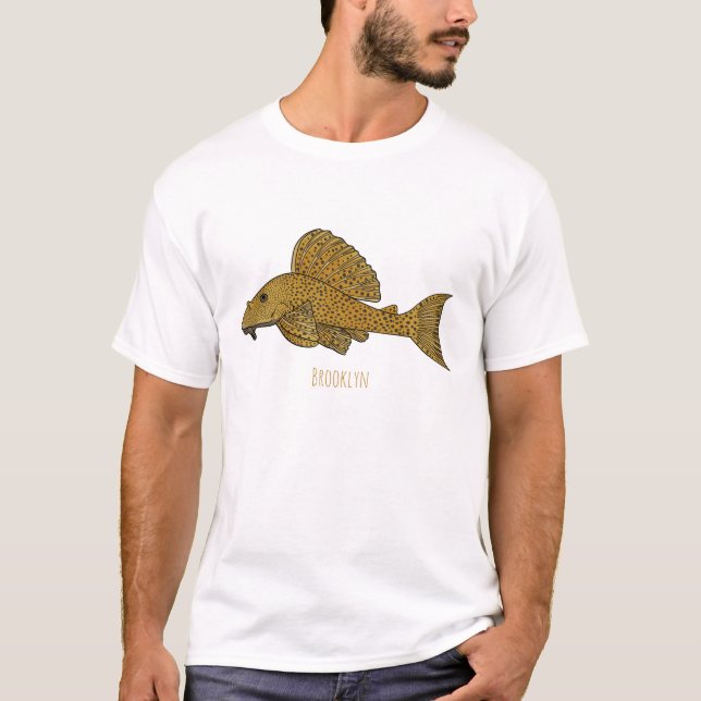 Camiseta Ilustracion personalizado de pescado Pleco (Anverso)