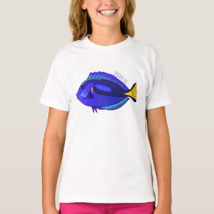 Camiseta Ilustracion personalizado de pescado tang azul