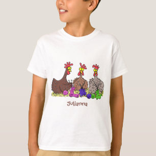 Camiseta Ilustracion personalizado de pollos de punto diver