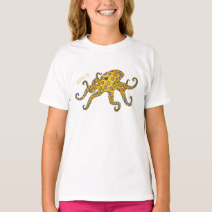 Camiseta Ilustracion personalizado de pulpo de anillo azul