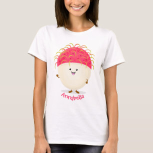 Camiseta Ilustracion personalizado de rambután rosa suave