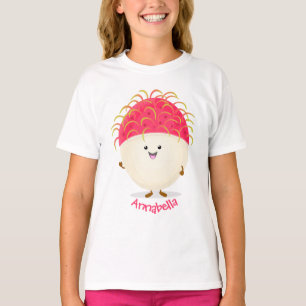 Camiseta Ilustracion personalizado de rambután rosa suave