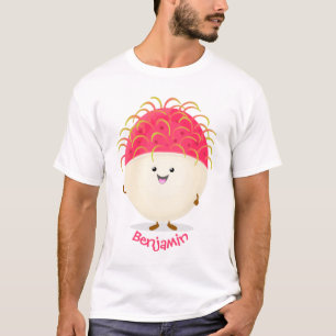 Camiseta Ilustracion personalizado de rambután rosa suave