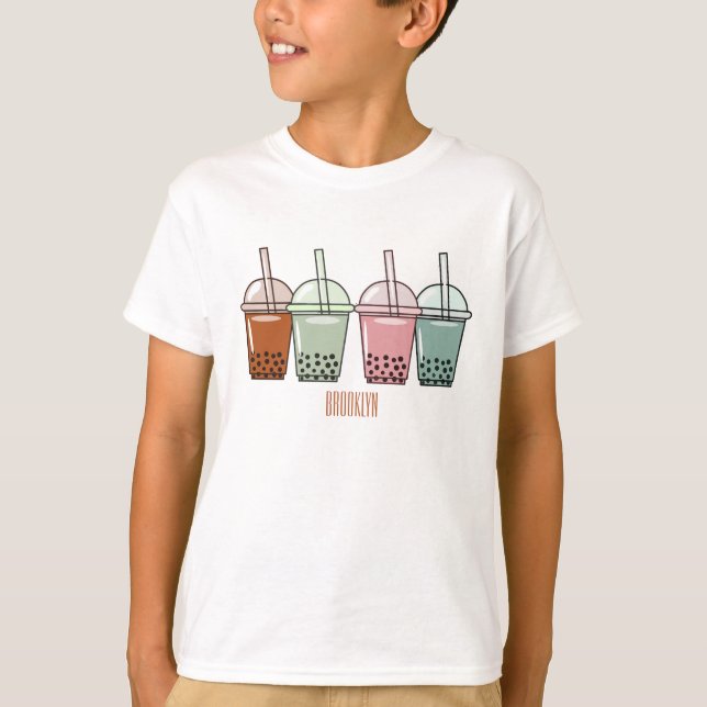 Camiseta Ilustracion personalizado de té de burbujas (Anverso)