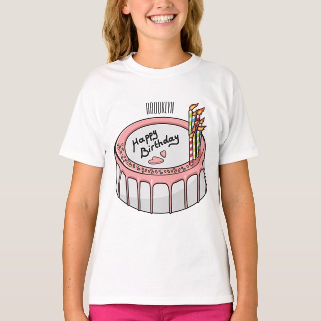 Camiseta Ilustracion personalizado de torta de cumpleaños (Anverso)