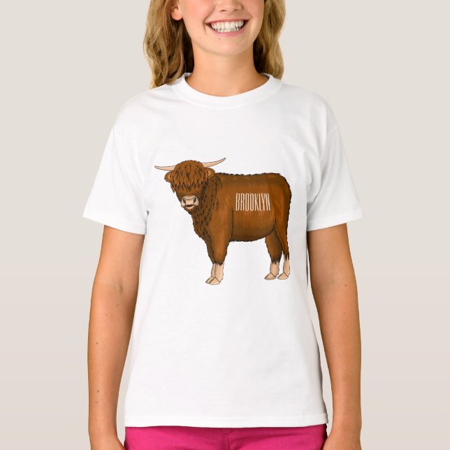 Camiseta Ilustracion personalizado de vaca de Highland (Anverso)