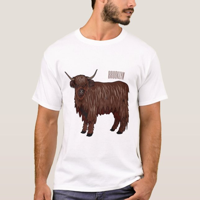 Camiseta Ilustracion personalizado de vaca de Highland (Anverso)