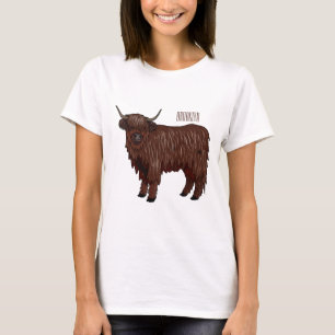 Camiseta Ilustracion personalizado de vaca de Highland