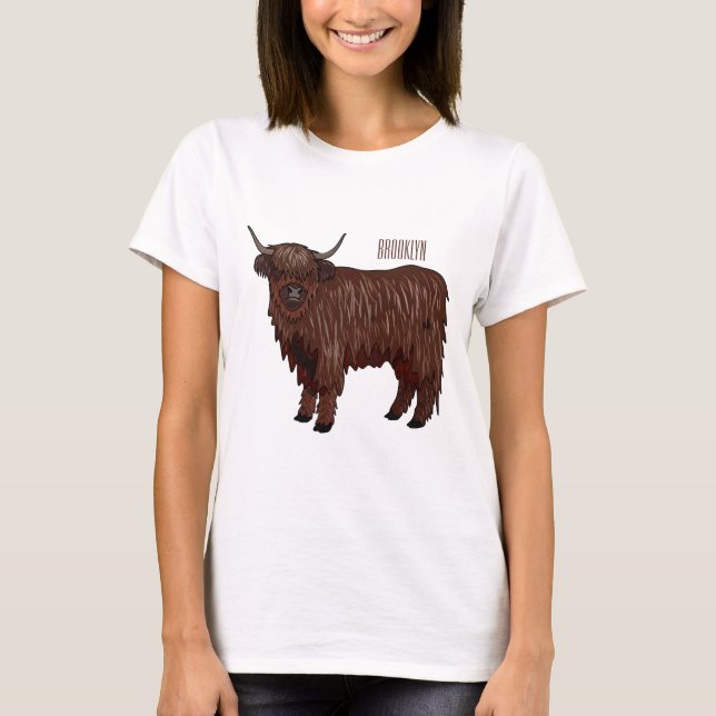 Camiseta Ilustracion personalizado de vaca de Highland (Anverso)