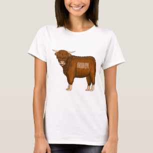 Camiseta Ilustracion personalizado de vaca de Highland
