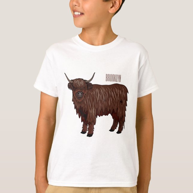Camiseta Ilustracion personalizado de vaca de Highland (Anverso)
