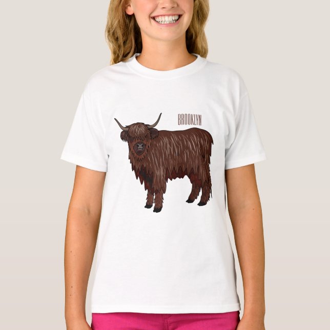 Camiseta Ilustracion personalizado de vaca de Highland (Anverso)