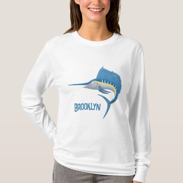 Camiseta Ilustracion personalizado divertido de pez espada (Anverso)