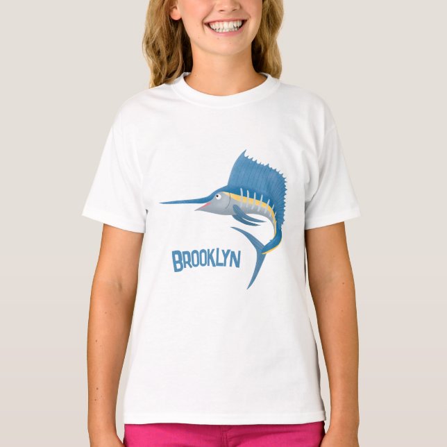 Camiseta Ilustracion personalizado divertido de pez espada (Anverso)