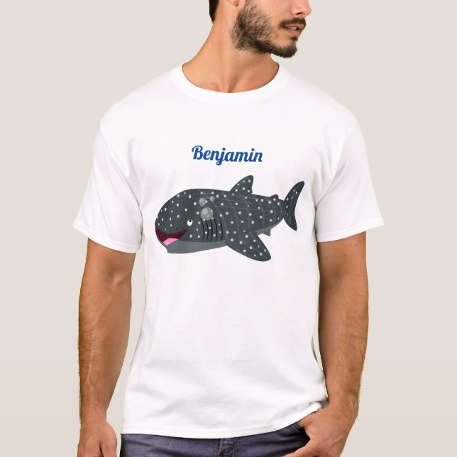Camiseta Ilustracion personalizado feliz de tiburón ballena (Anverso)