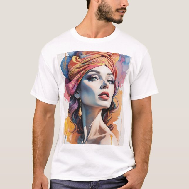 Camiseta ilustracion petrolero de una mujer joven (Anverso)