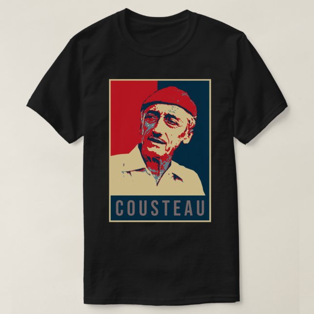 Camiseta Ilustracion Pop Art Cousteau Pegatina (Diseño del anverso)
