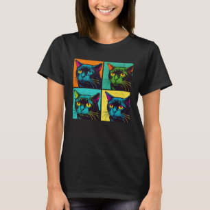 Camiseta Ilustración Pop de Gato Bombay Mujeres Animales Co