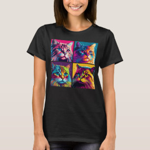 Camiseta Ilustración Pop de Gato Siberiano Hombres Animales