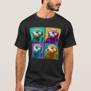 Camiseta Ilustración Pop de Nutria Marina Animal Colorido M